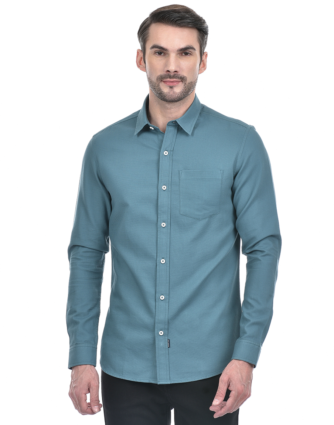 Numero Uno Men Solid Turquoise Shirt